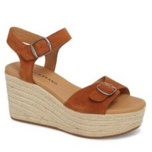 Lucky Brand Neveah Brown Leather Espadrille Strappy Buckle Wedge Size 9.5